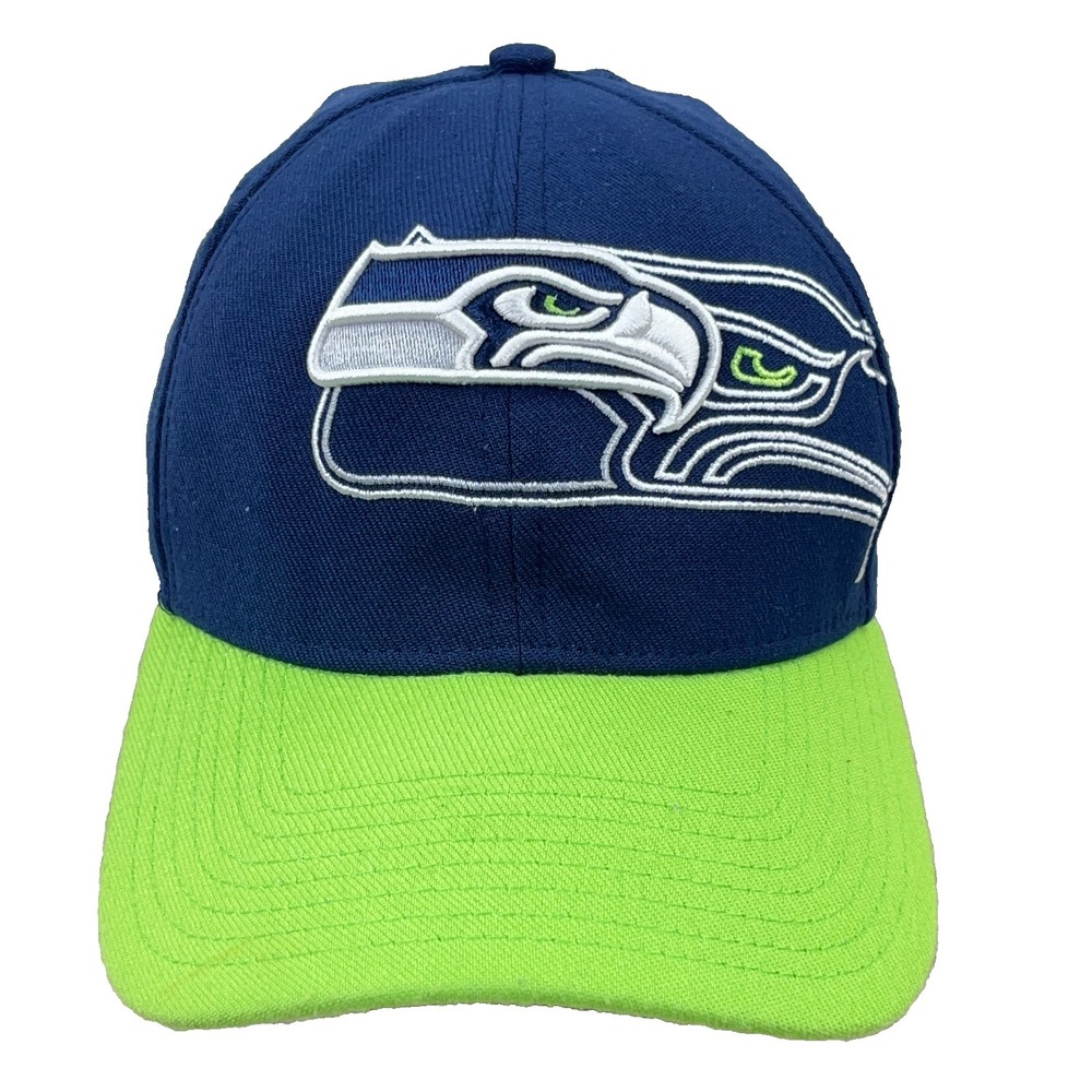 Seattle Seahawks Hat Cap Stretch‎ Flex Fit Size M/L Blue Baseball Dad 39Thirty
